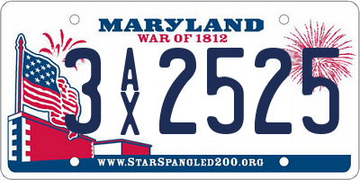 MD license plate 3AX2525