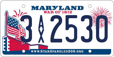 MD license plate 3AX2530