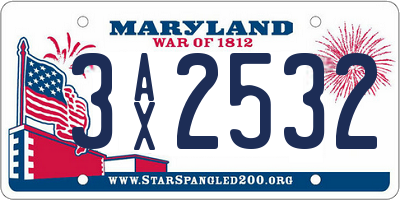MD license plate 3AX2532