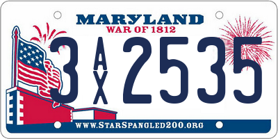 MD license plate 3AX2535