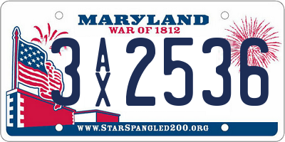 MD license plate 3AX2536
