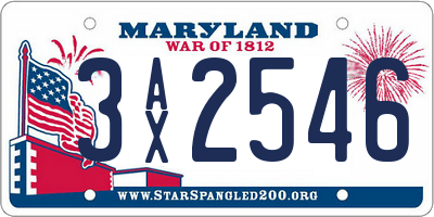MD license plate 3AX2546