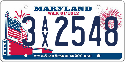 MD license plate 3AX2548