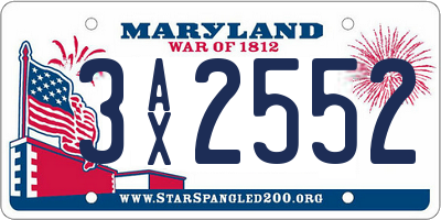 MD license plate 3AX2552