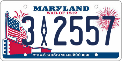 MD license plate 3AX2557