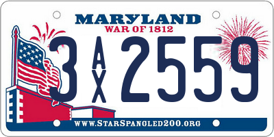 MD license plate 3AX2559