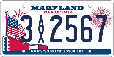 MD license plate 3AX2567