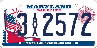 MD license plate 3AX2572