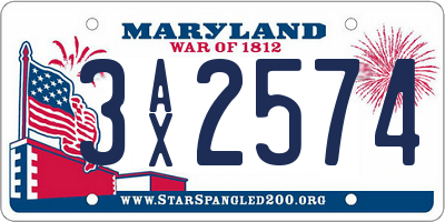 MD license plate 3AX2574