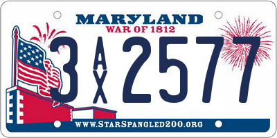 MD license plate 3AX2577