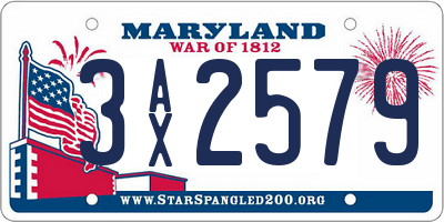 MD license plate 3AX2579