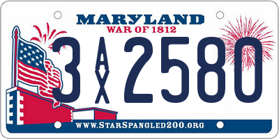 MD license plate 3AX2580