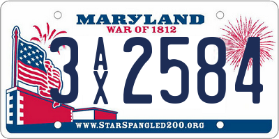 MD license plate 3AX2584