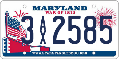 MD license plate 3AX2585