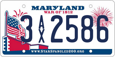 MD license plate 3AX2586