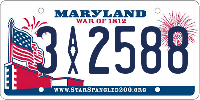 MD license plate 3AX2588