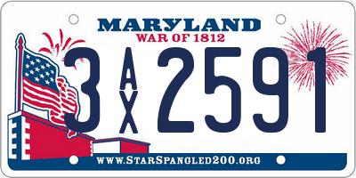 MD license plate 3AX2591