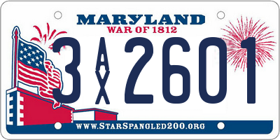 MD license plate 3AX2601