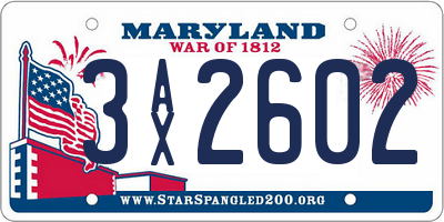 MD license plate 3AX2602