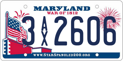 MD license plate 3AX2606
