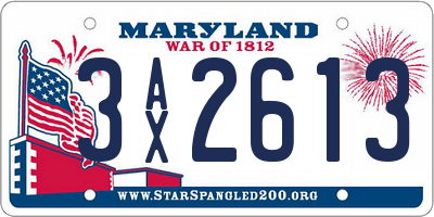 MD license plate 3AX2613