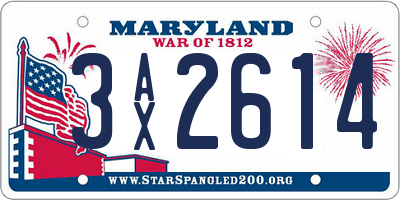 MD license plate 3AX2614