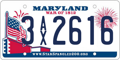MD license plate 3AX2616