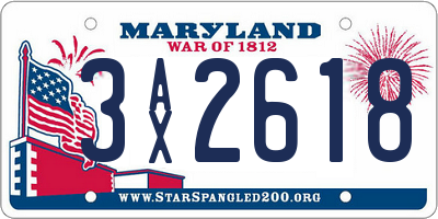 MD license plate 3AX2618