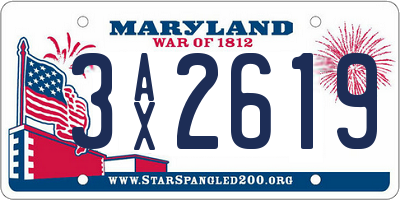 MD license plate 3AX2619