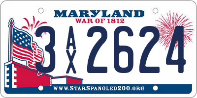 MD license plate 3AX2624