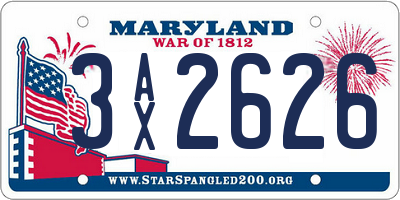 MD license plate 3AX2626