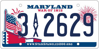 MD license plate 3AX2629