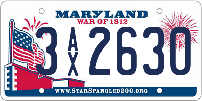MD license plate 3AX2630