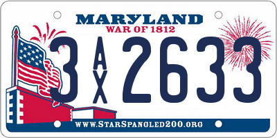 MD license plate 3AX2633