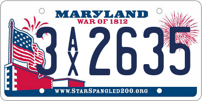 MD license plate 3AX2635