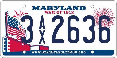 MD license plate 3AX2636
