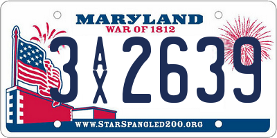 MD license plate 3AX2639