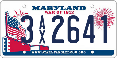 MD license plate 3AX2641