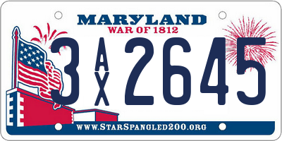 MD license plate 3AX2645