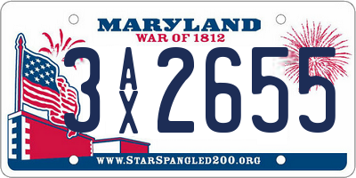 MD license plate 3AX2655