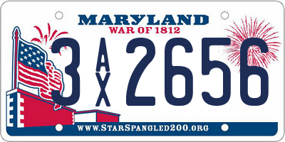 MD license plate 3AX2656
