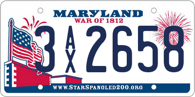 MD license plate 3AX2658