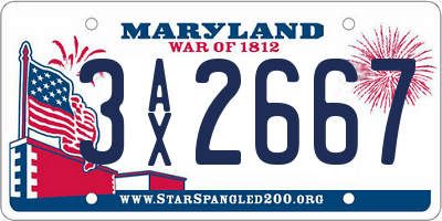 MD license plate 3AX2667