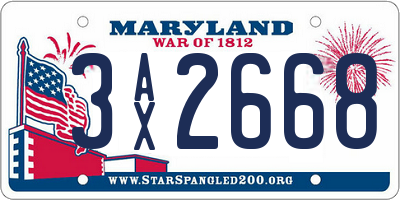 MD license plate 3AX2668
