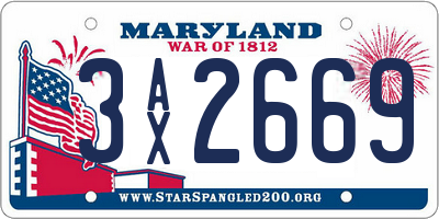 MD license plate 3AX2669