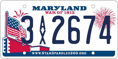 MD license plate 3AX2674