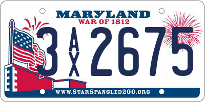 MD license plate 3AX2675