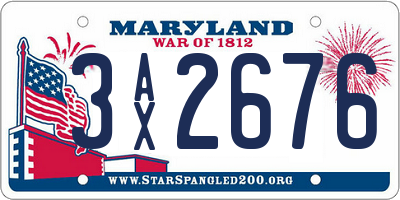MD license plate 3AX2676