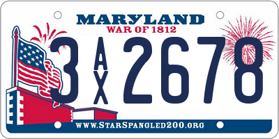 MD license plate 3AX2678
