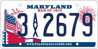 MD license plate 3AX2679